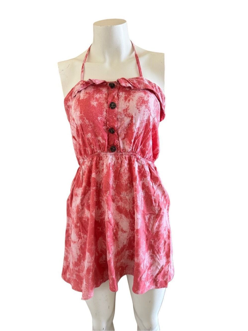 Peppermint Y2K womens M pink tye dye summer mini short dress sleeveless small ha - Picture 2 of 8